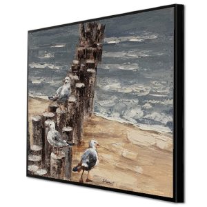 Nordic Art Wall Decorative Seascape Painting Linen Canvas Frame For Painting